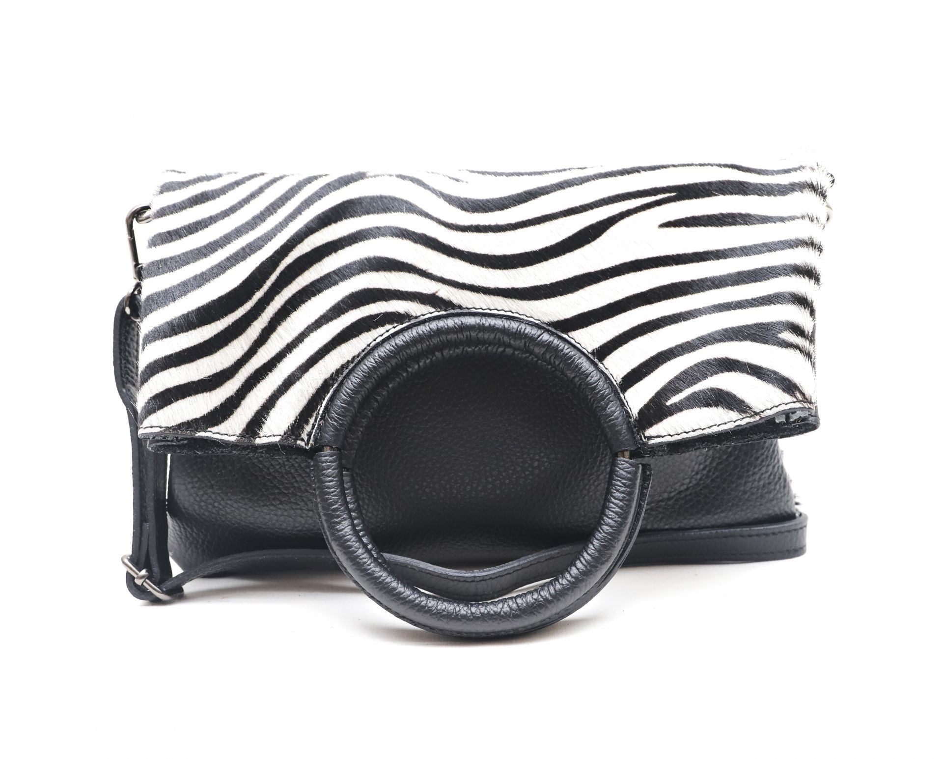 Sac pochette en cuir à motifs CHARLOTTE E.L. Zèbre