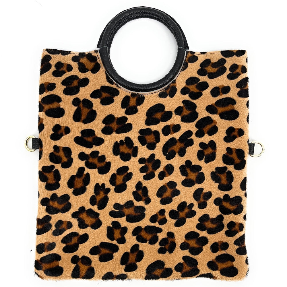 Sac pochette en cuir à motifs CHARLOTTE E.L. Camel