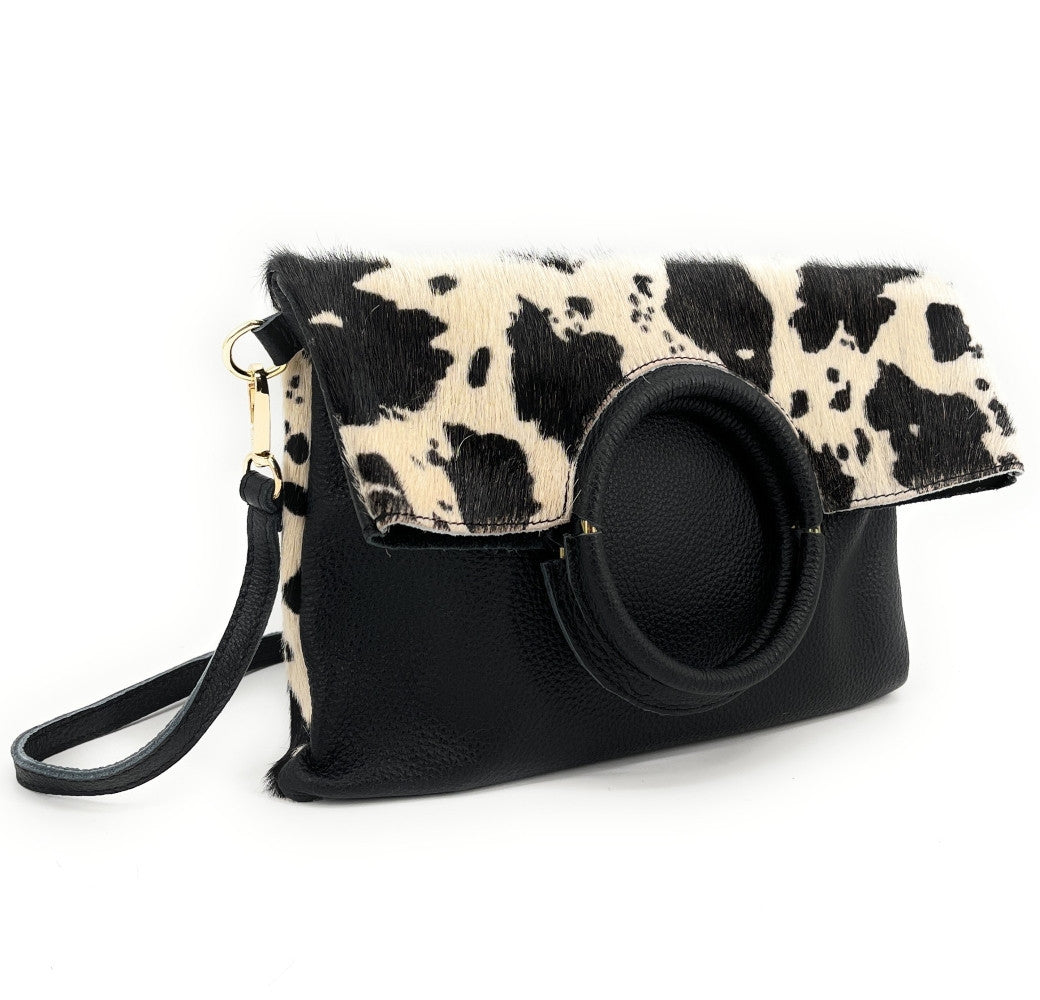 Sac pochette en cuir à motifs CHARLOTTE E.L. Blanc