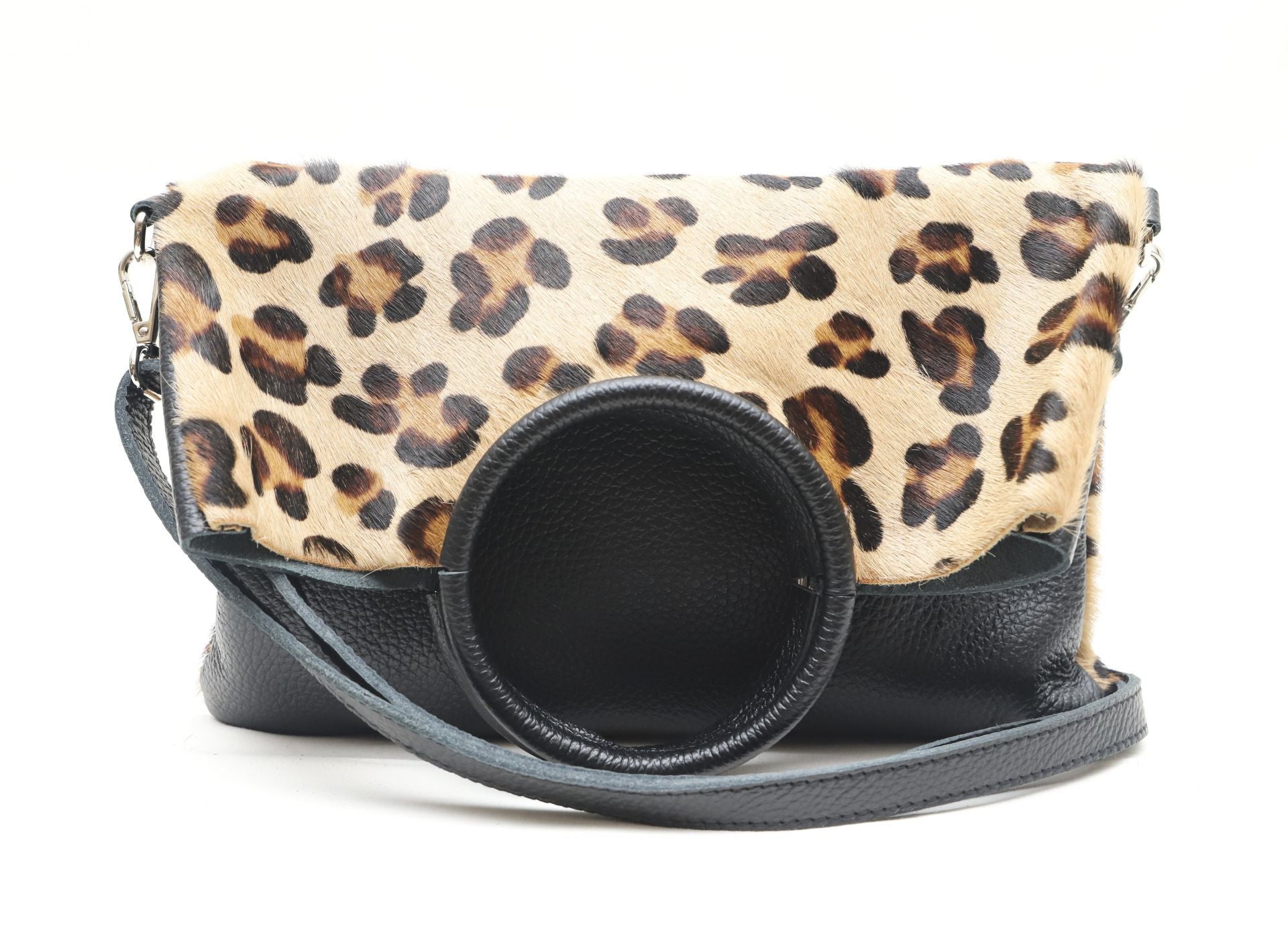 Sac pochette en cuir à motifs CHARLOTTE E.L. Léopard