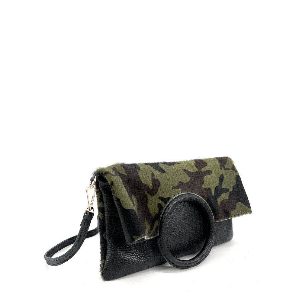 Sac pochette en cuir à motifs CHARLOTTE E.L. Camouflage