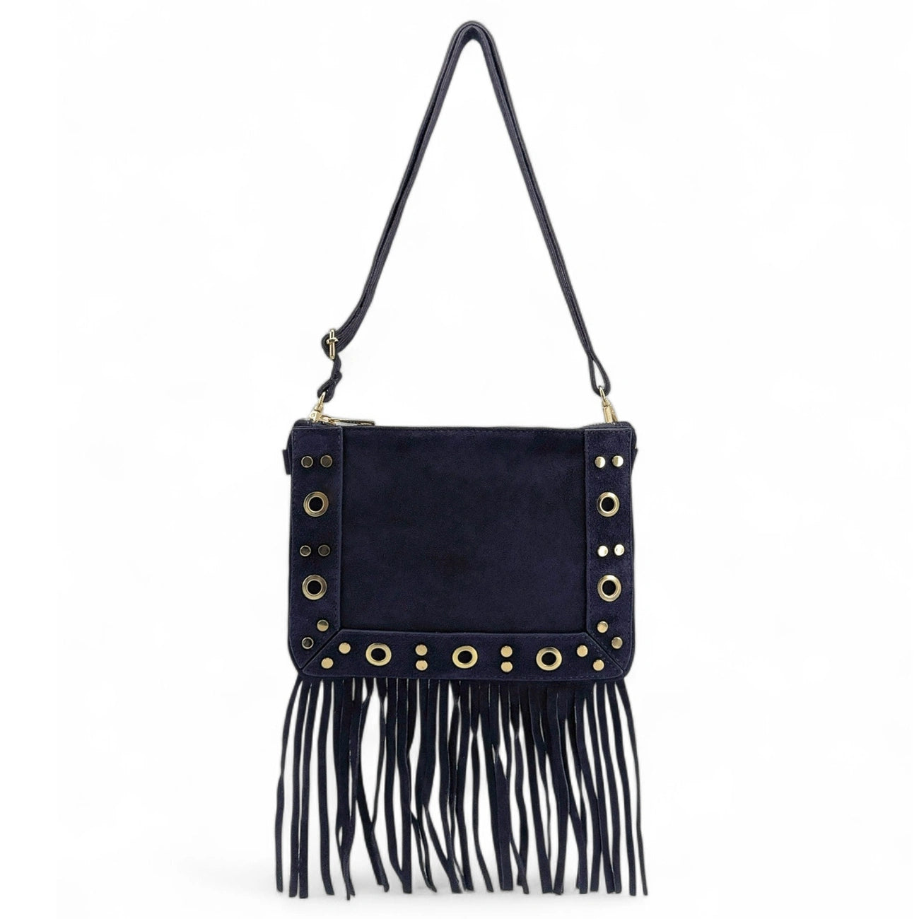 Sac besace en croûte de cuir YEPA Bleu marine