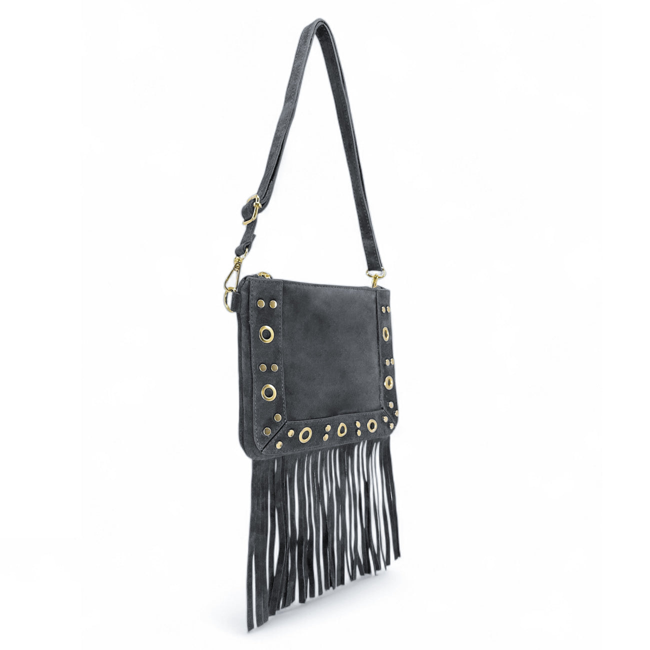 Sac besace en croûte de cuir YEPA Gris pigeon