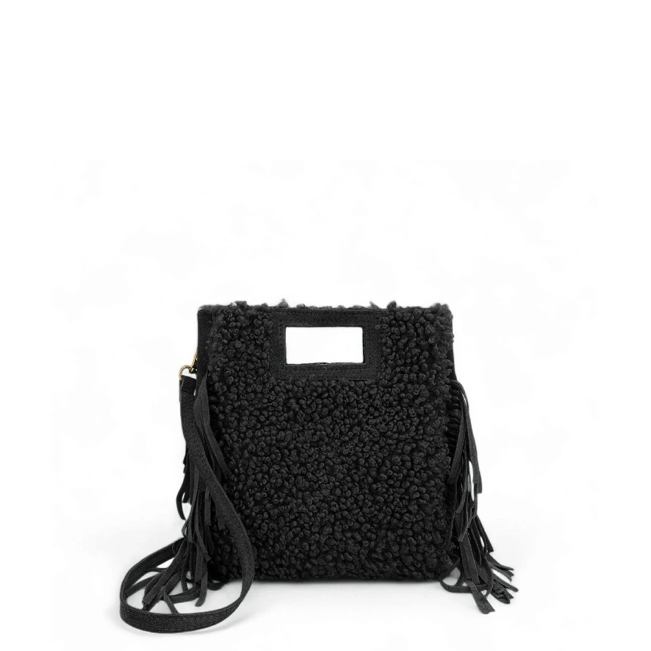 Sac messenger en daim et pilou ENOLA PILOU Noir