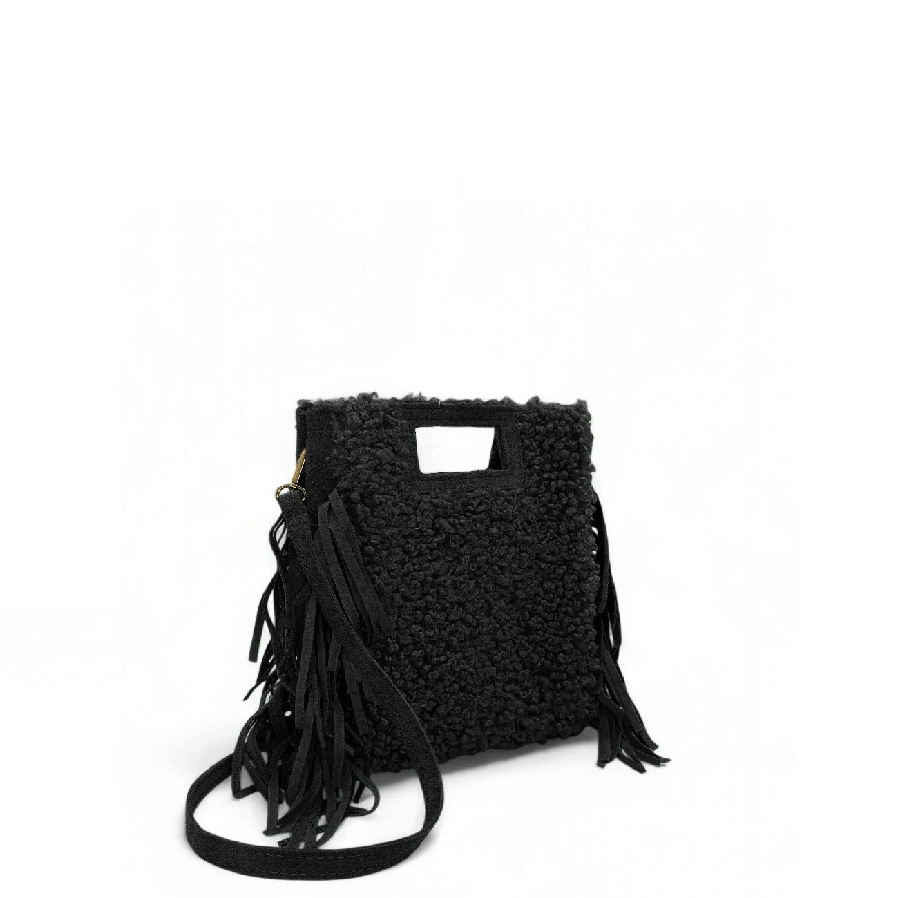 Sac messenger en daim et pilou ENOLA PILOU Noir