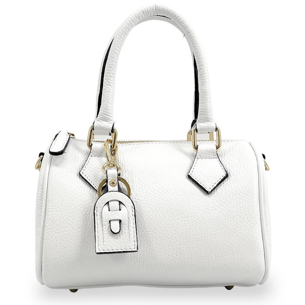 Sac à main bowling en cuir grainé LITTLE BOOLIN Blanc