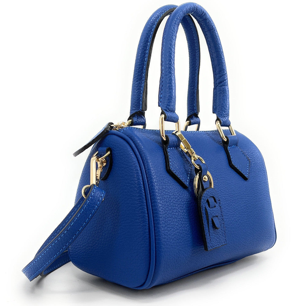 Sac à main bowling en cuir grainé LITTLE BOOLIN Bleu roi