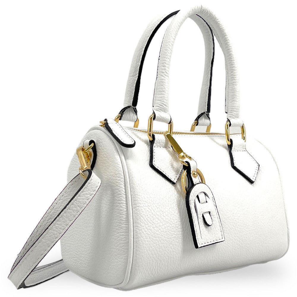 Sac à main bowling en cuir grainé LITTLE BOOLIN Blanc