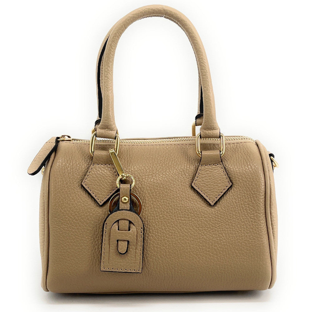 Sac à main bowling en cuir grainé LITTLE BOOLIN Taupe clair