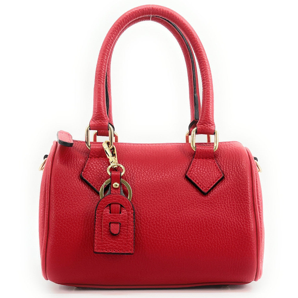 Sac à main bowling en cuir grainé LITTLE BOOLIN Rouge garance