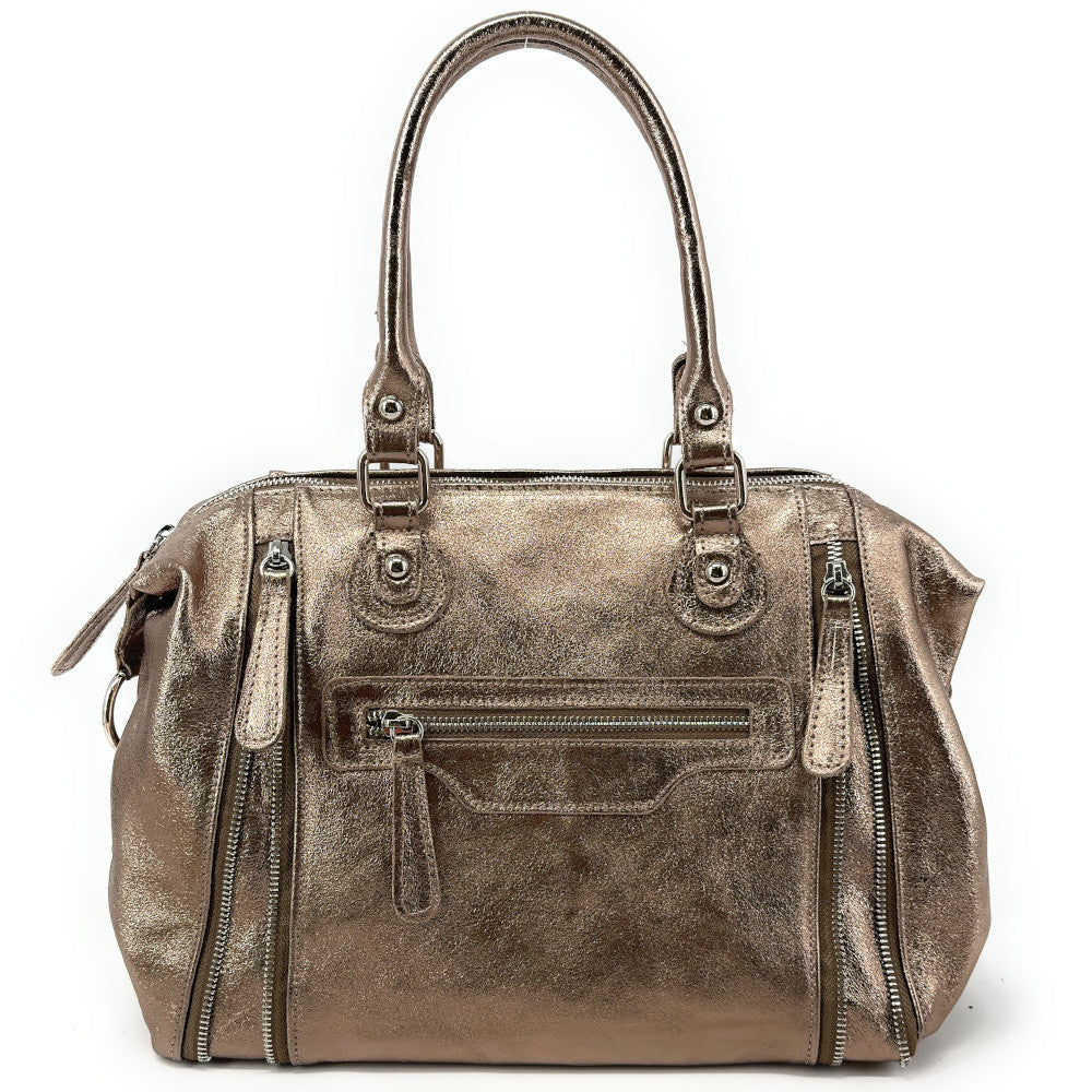 Sac à main bowling en cuir irisé NAGINI GLOSS Champagne irisé