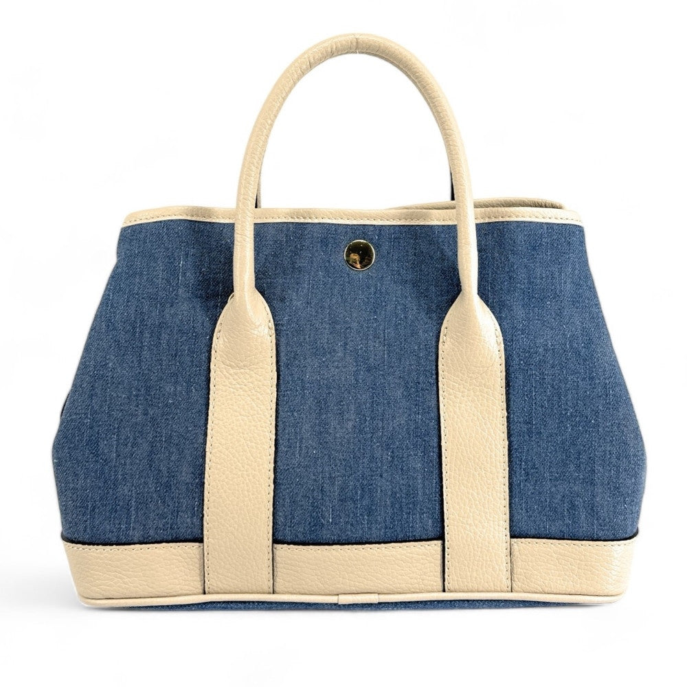 Sac à main bowling en cuir et toile SAMBO Taupe clair