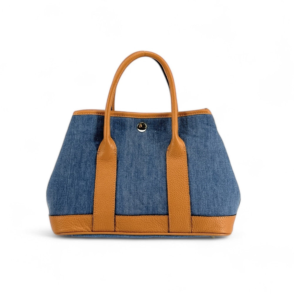 Sac à main bowling en cuir et toile SAMBO Camel