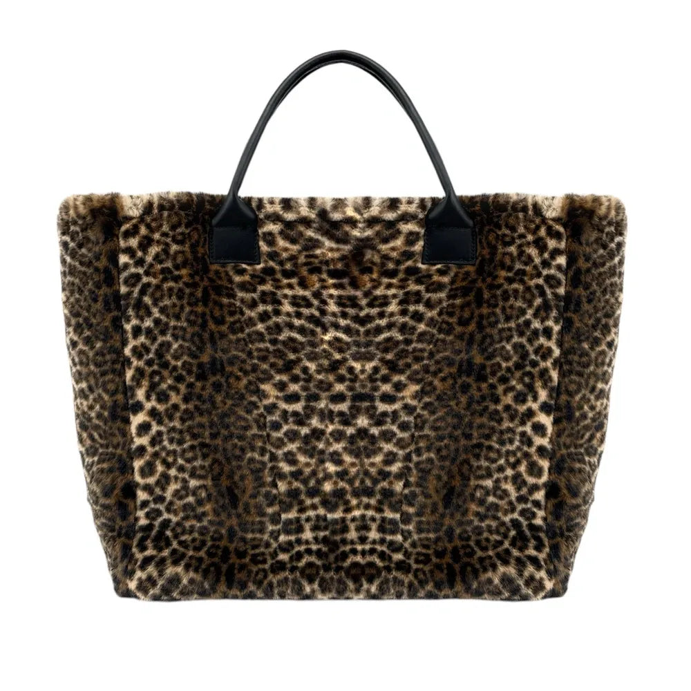 Sac cabas shopping XL en fausse fourrure et cuir TABBY Ocelot