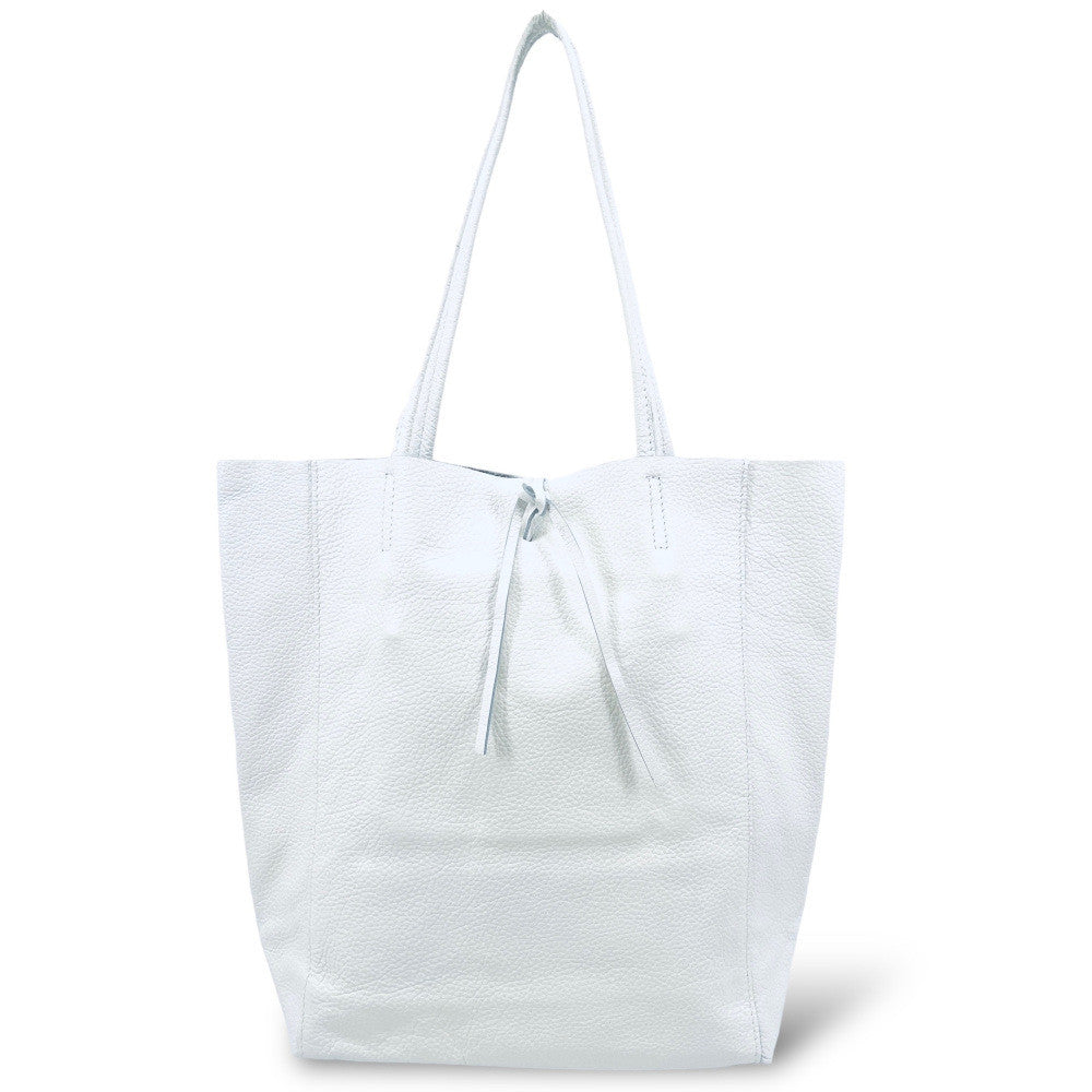 Sac cabas en cuir grainé ou irisé NICE Blanc