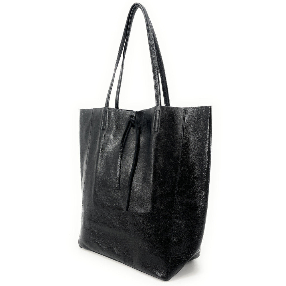 Sac cabas en cuir grainé ou irisé NICE Noir irisé