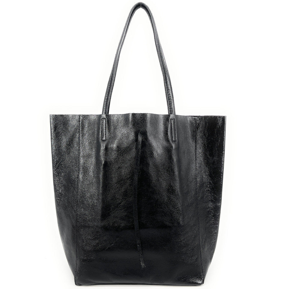 Sac cabas en cuir grainé ou irisé NICE Noir irisé