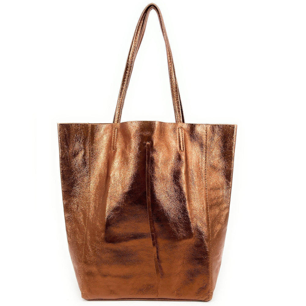 Sac cabas en cuir grainé ou irisé NICE Bronze