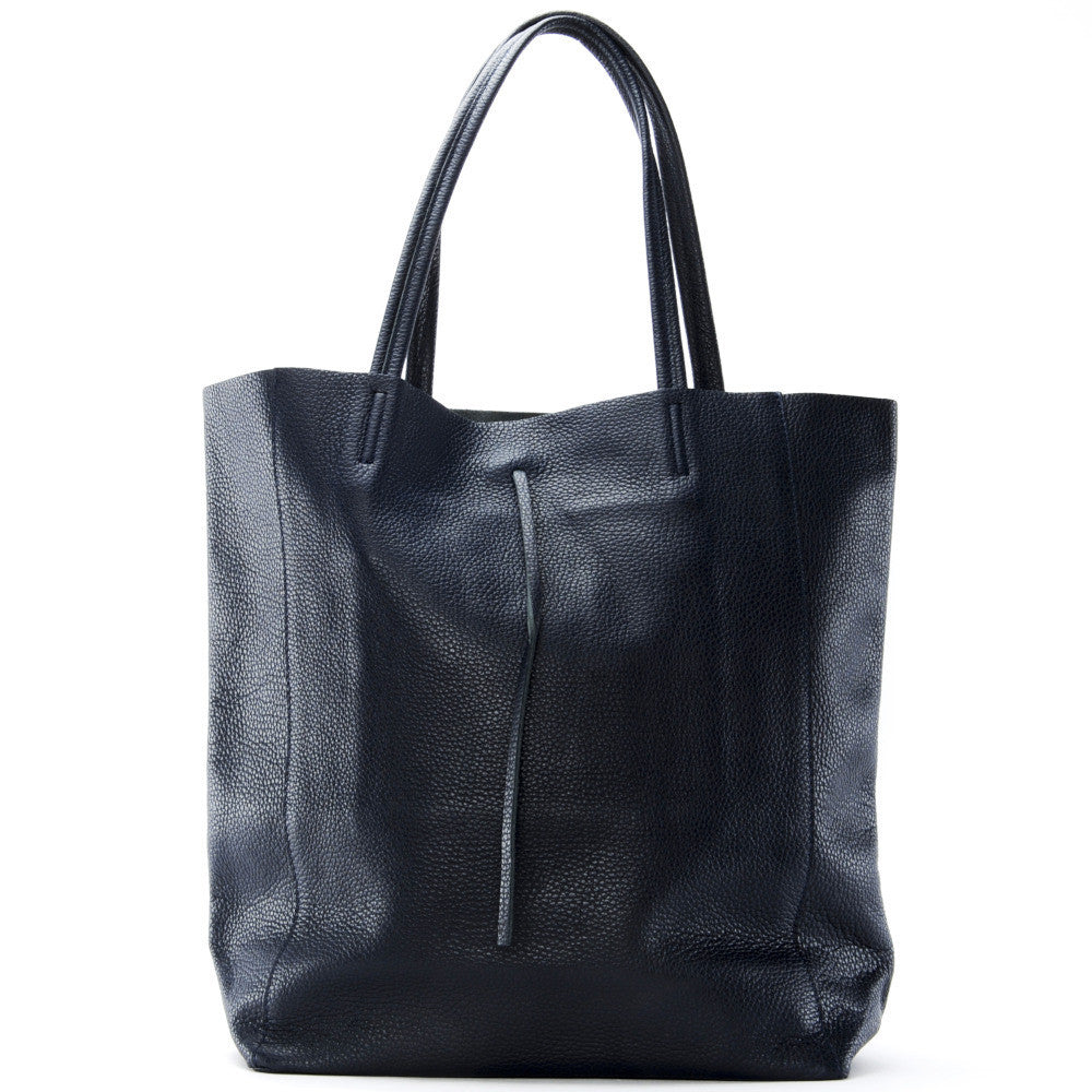 Sac cabas en cuir grainé ou irisé NICE Bleu marine