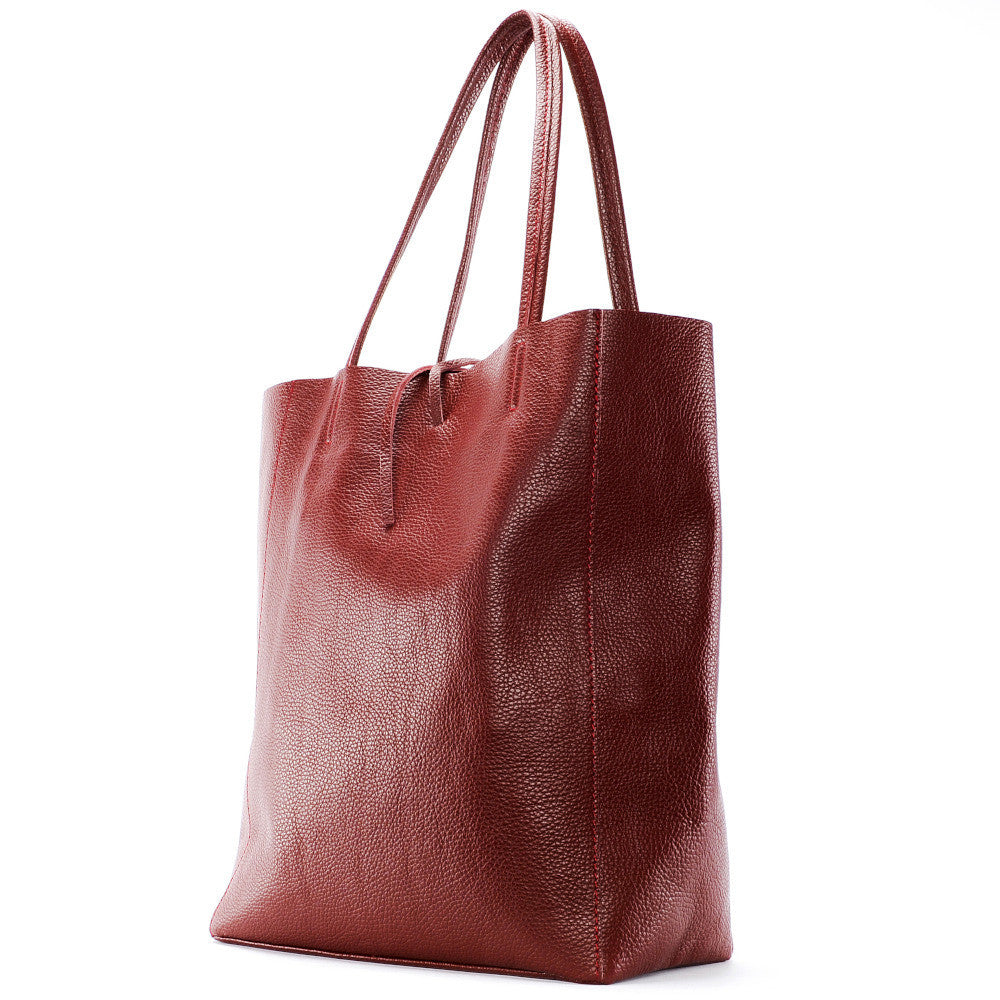 Sac cabas en cuir grainé ou irisé NICE Rouge foncé