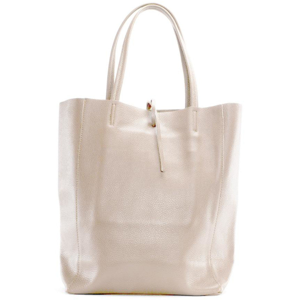 Sac cabas en cuir grainé ou irisé NICE Taupe clair