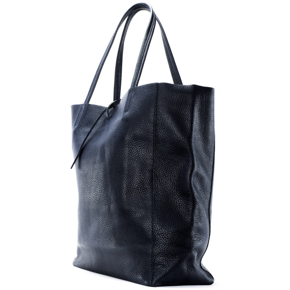 Sac cabas en cuir grainé ou irisé NICE Bleu marine