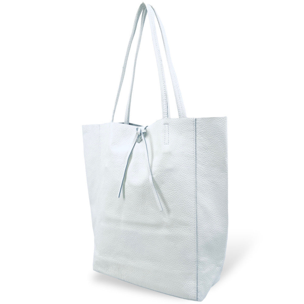 Sac cabas en cuir grainé ou irisé NICE Blanc