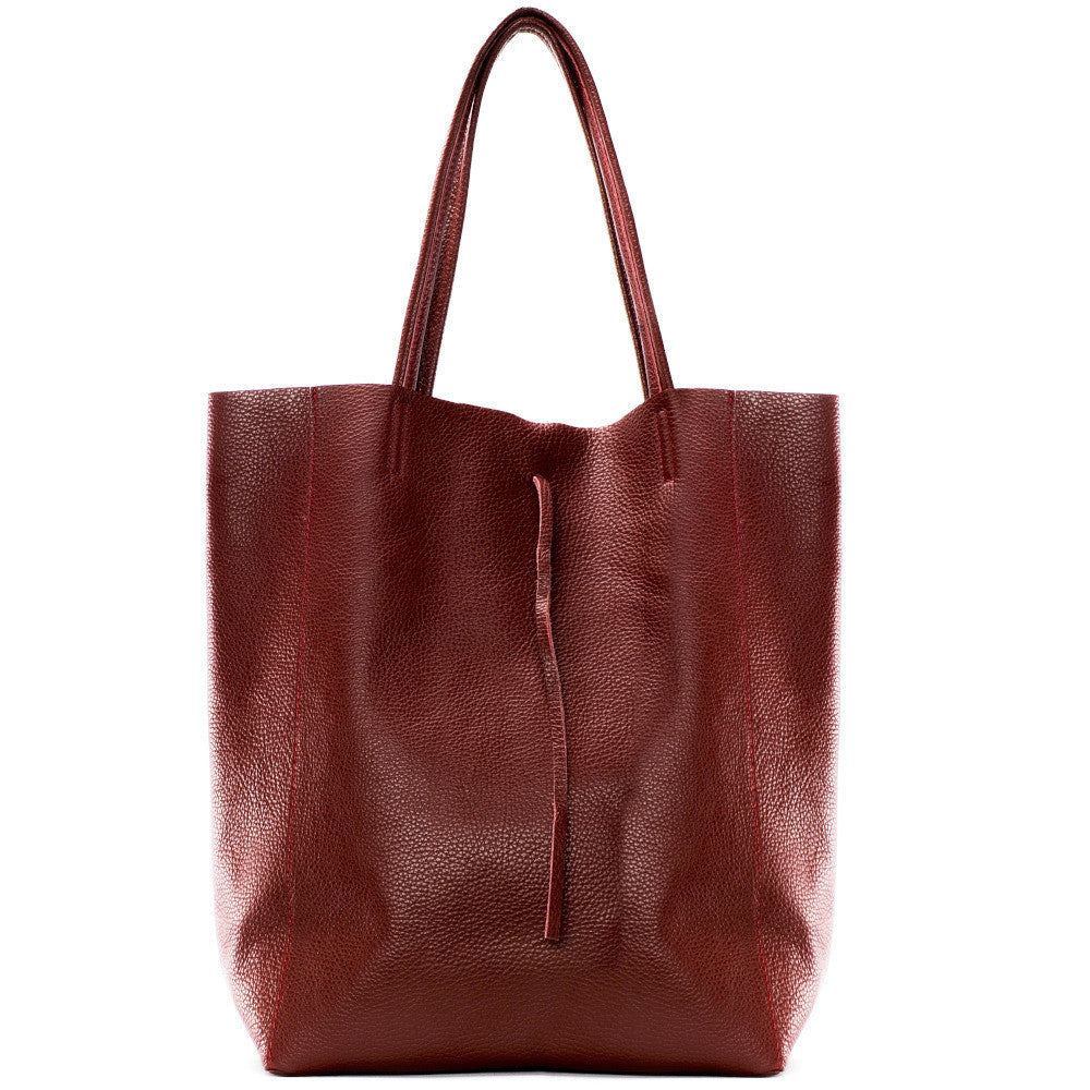 Sac cabas en cuir grainé ou irisé NICE Rouge foncé