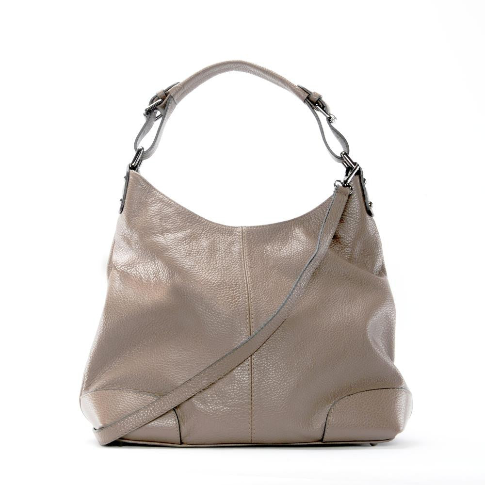 Sac à main cabas en cuir grainé NIKEE Taupe clair