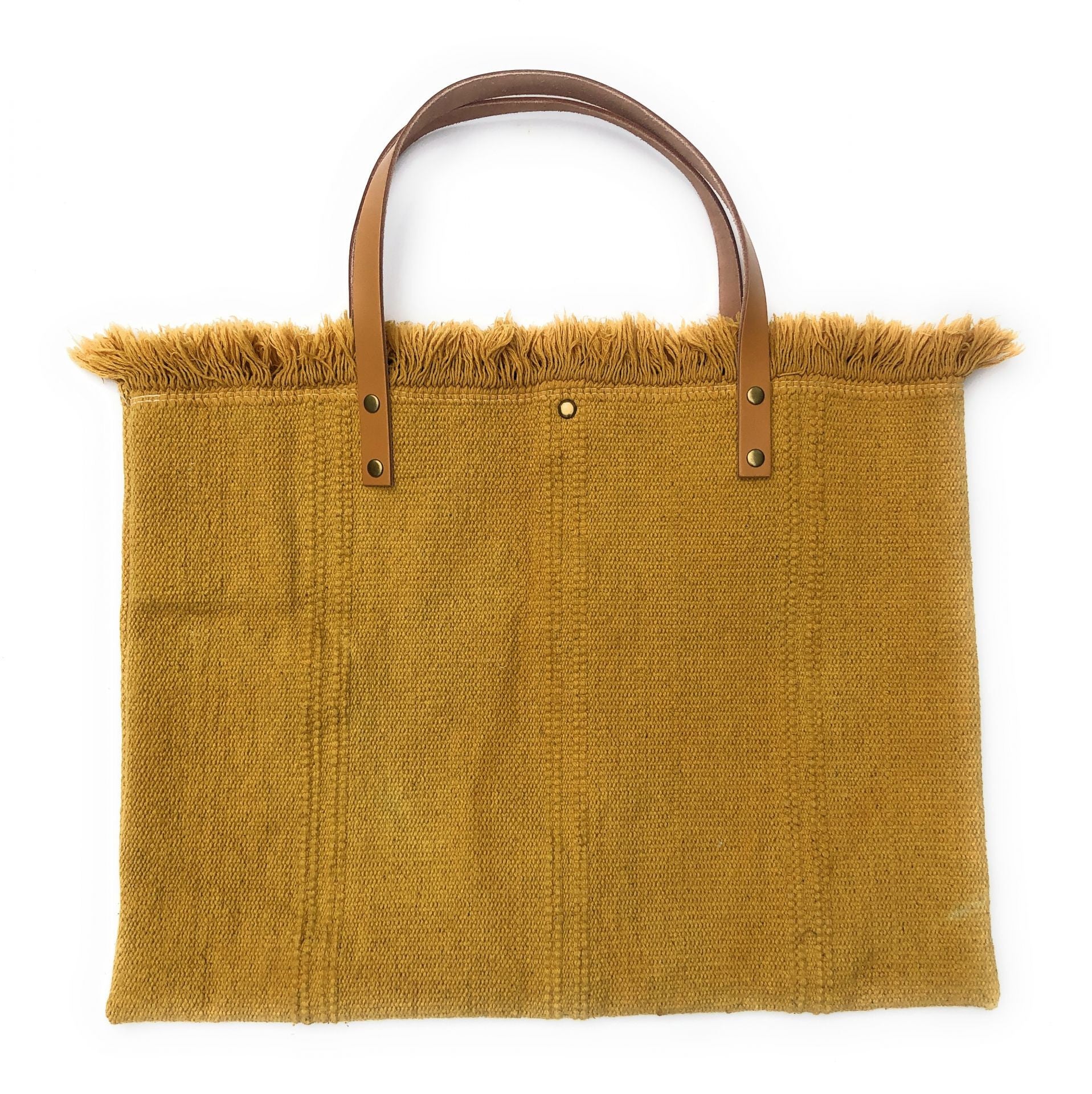 Sac de plage cabas en tissu AMOUR Jaune Moutarde