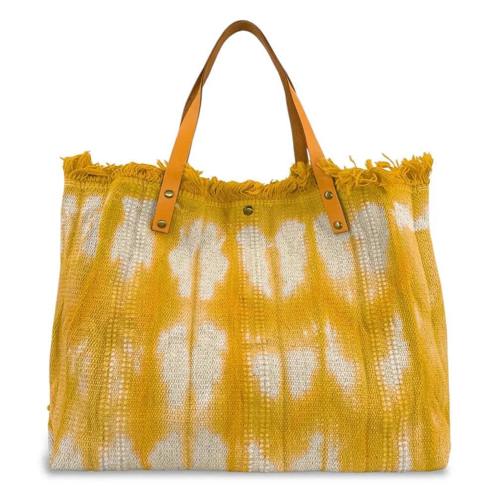 Sac à main cabas en tissu BELIZE Jaune Moutarde