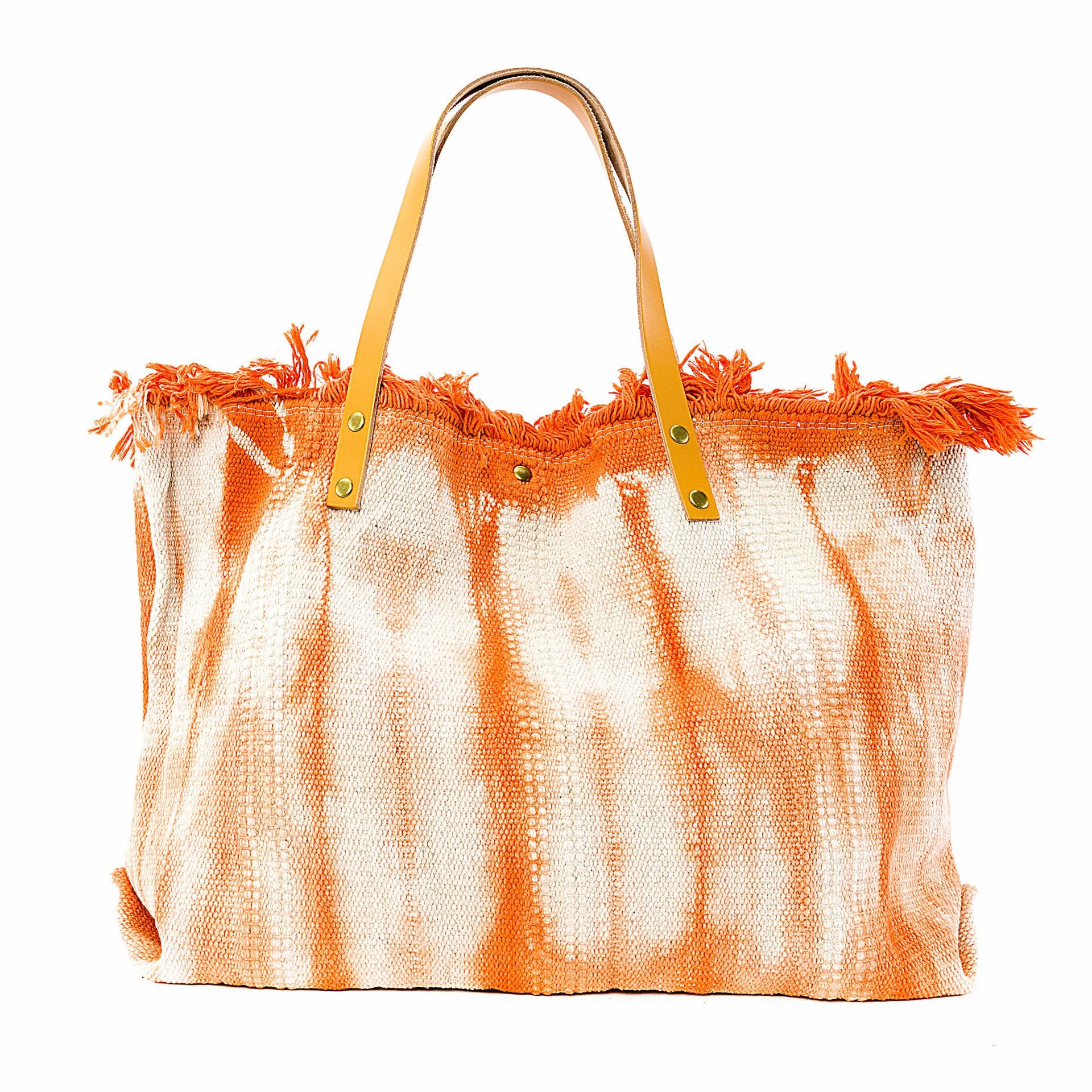 Women's bag Beach bag cabas fabric BELIZE Orange patinated Oh