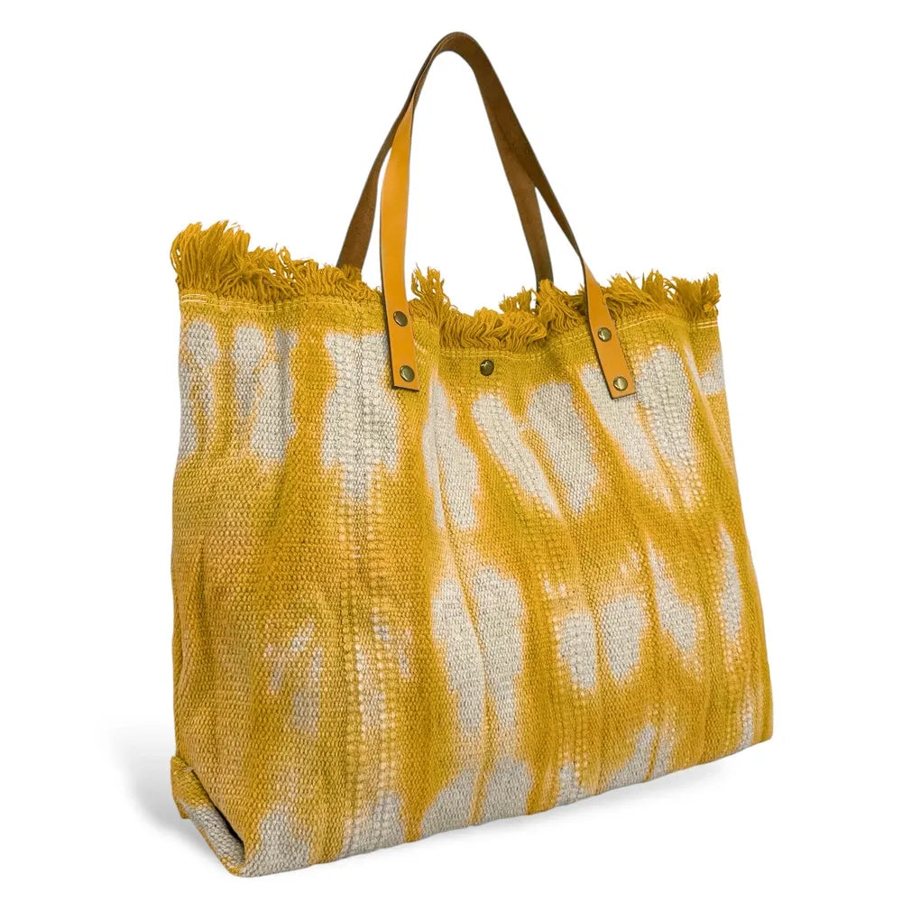 Sac à main cabas en tissu BELIZE Jaune Moutarde