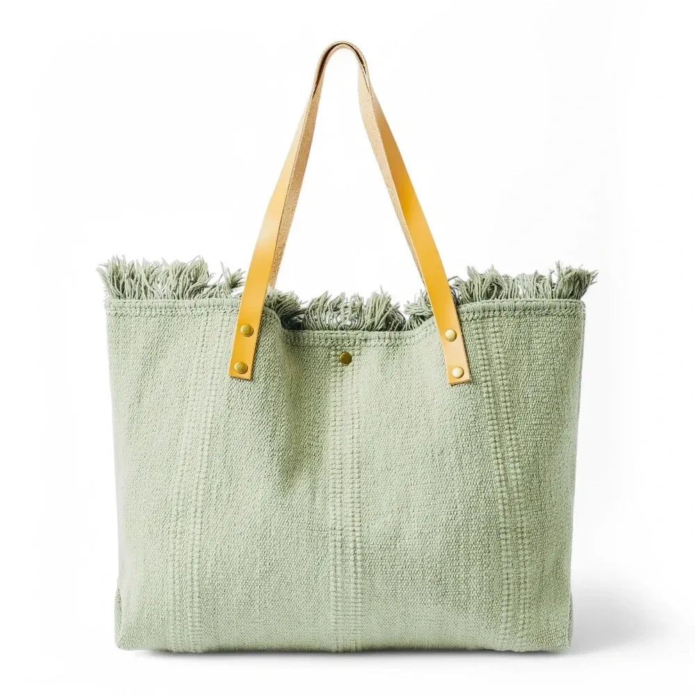 Sac à main cabas en tissu IBIZA Vert pastel