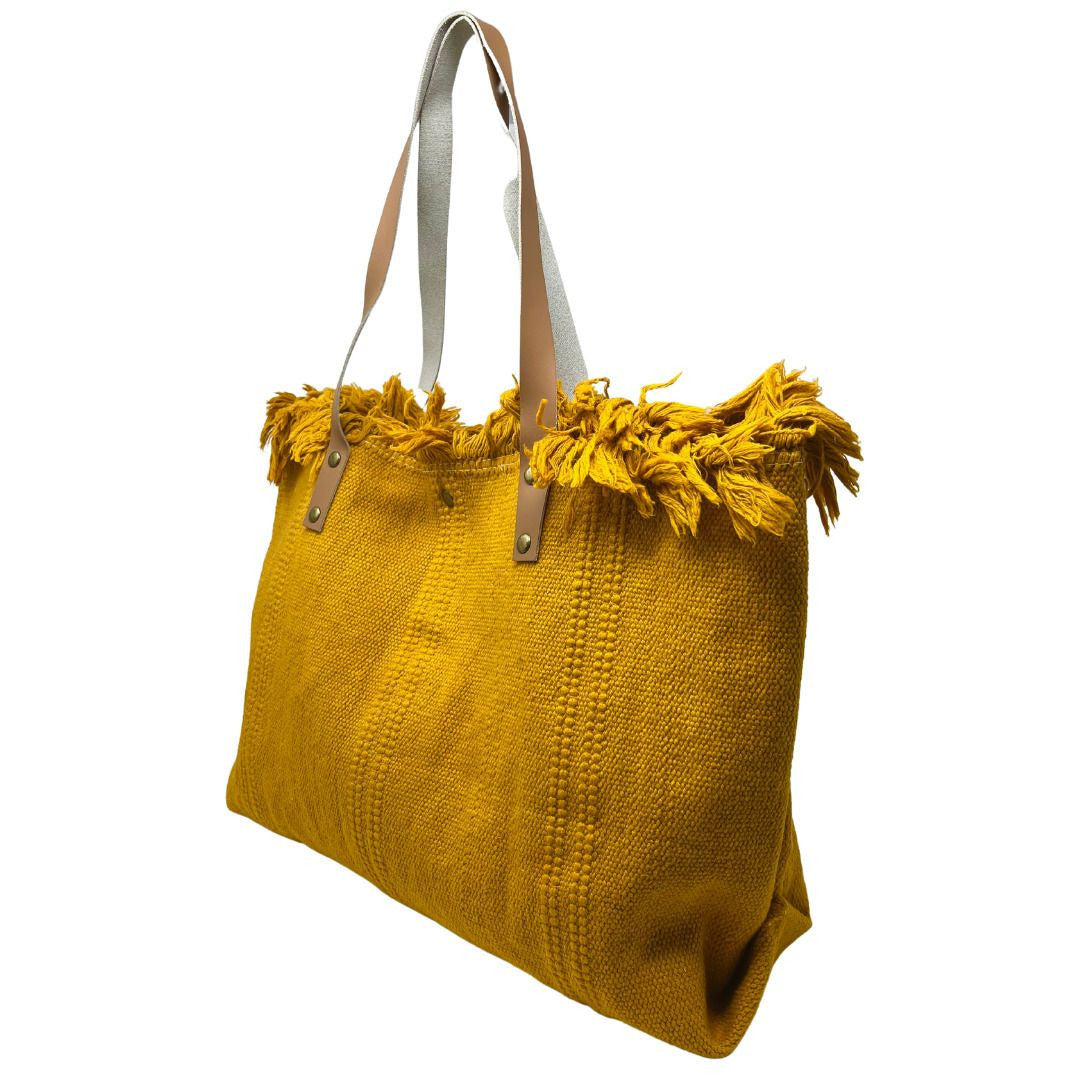 Sac à main cabas en tissu IBIZA Safran