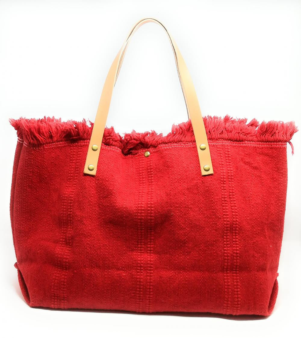 Sac à main cabas en tissu IBIZA Rouge fraise