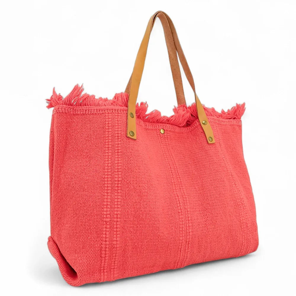 Sac à main cabas en tissu IBIZA Rose corail
