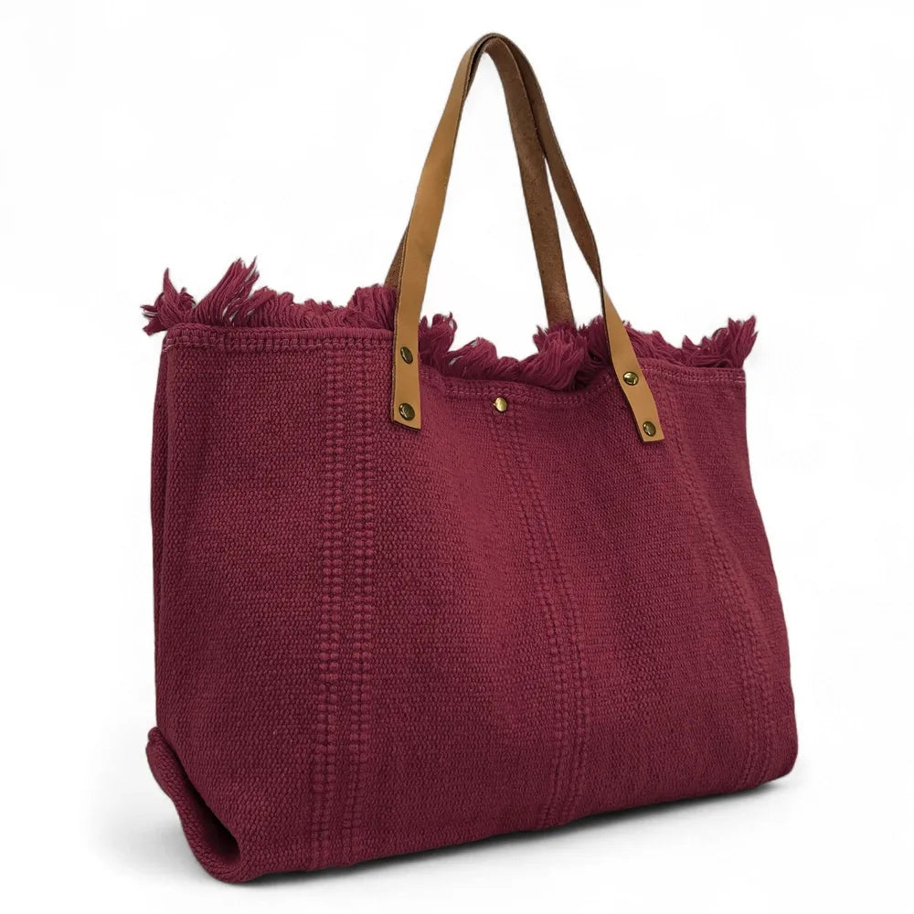 Sac à main cabas en tissu IBIZA Bordeaux