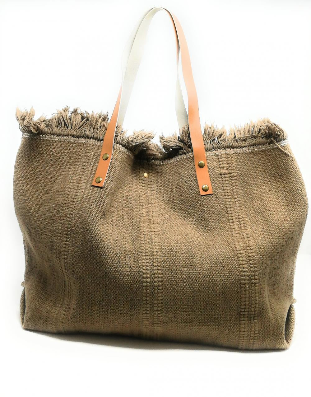 Sac à main cabas en tissu IBIZA Taupe foncé
