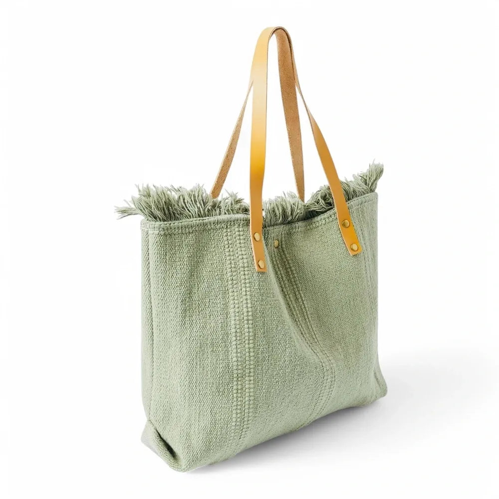 Sac à main cabas en tissu IBIZA Vert pastel
