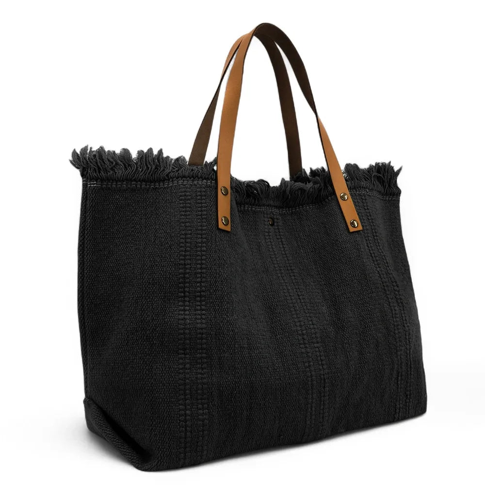 Sac à main cabas en tissu IBIZA Noir