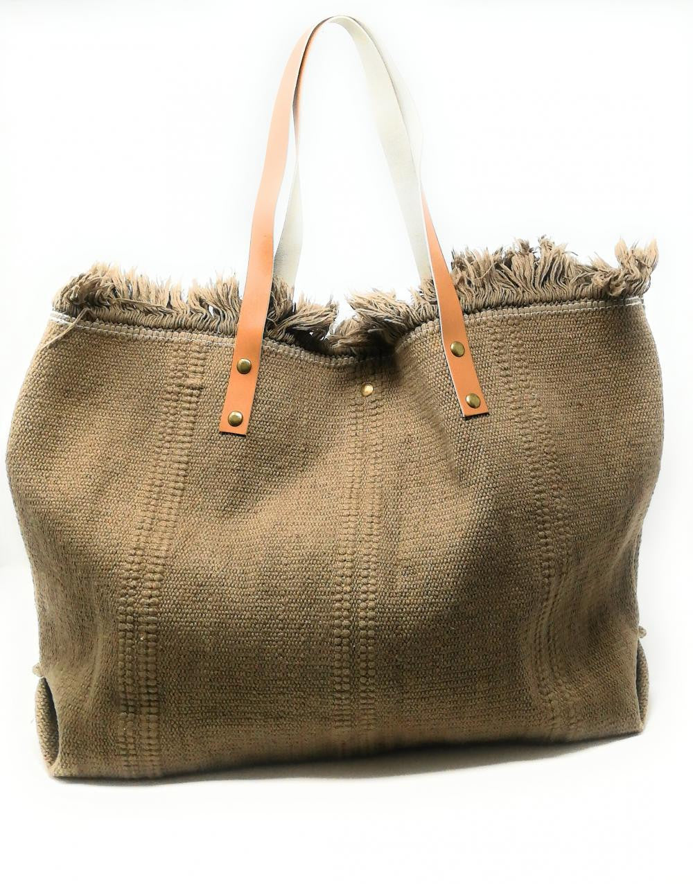 Sac à main cabas en tissu IBIZA Taupe foncé