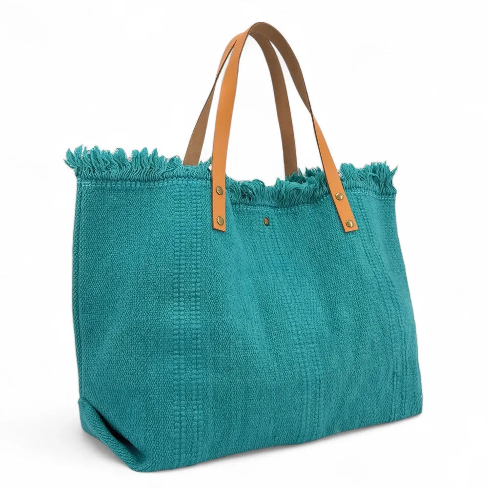 Sac à main cabas en tissu IBIZA Bleu turquoise