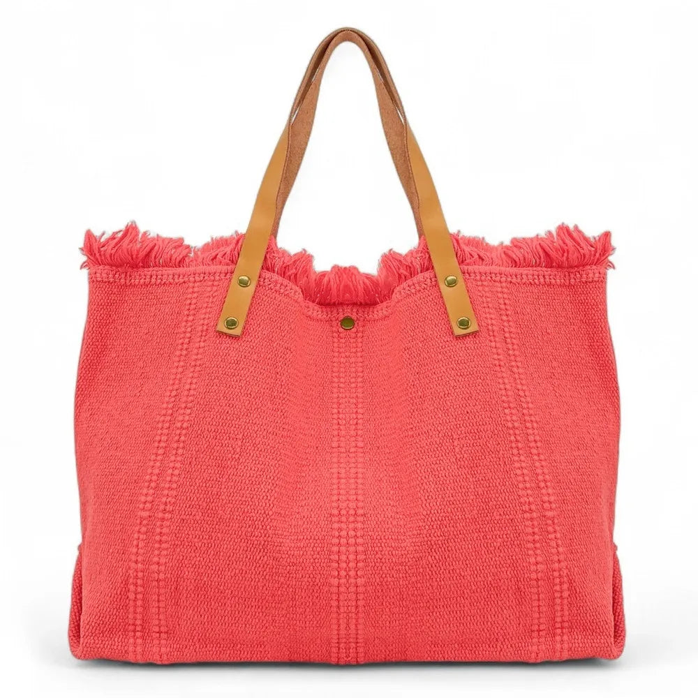 Sac à main cabas en tissu IBIZA Rose corail