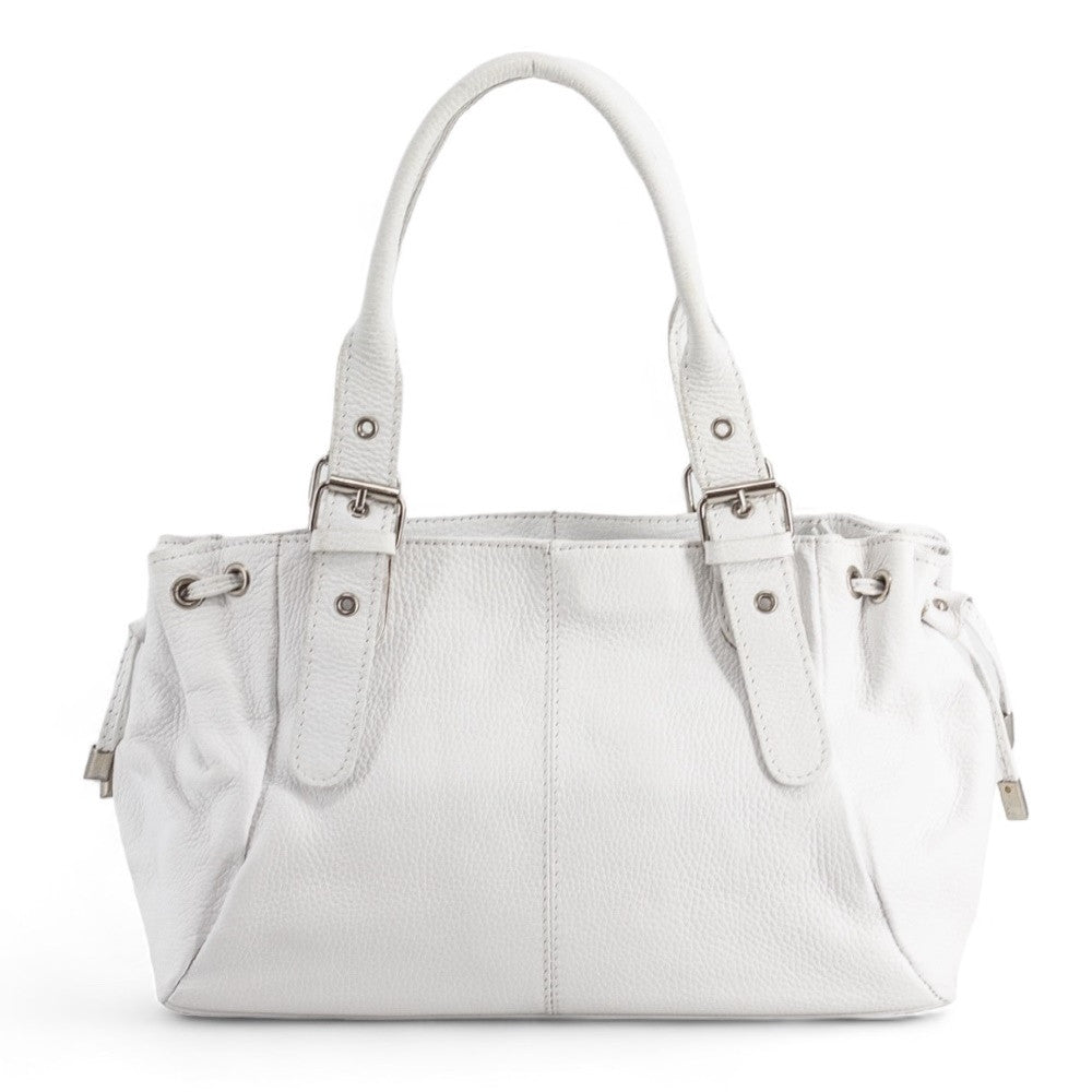 Sac bowling porté épaule en cuir grainé PRINCESSE Blanc