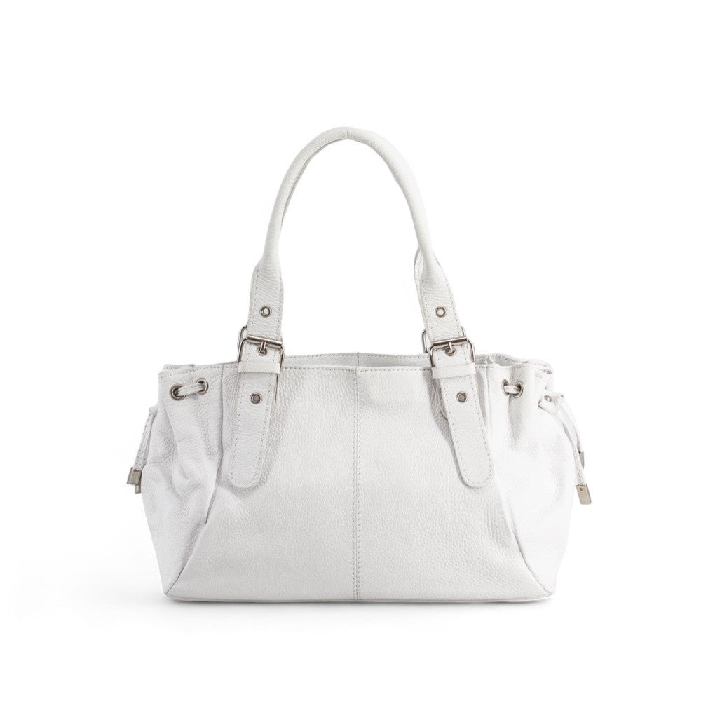 Sac bowling porté épaule en cuir grainé PRINCESSE Blanc