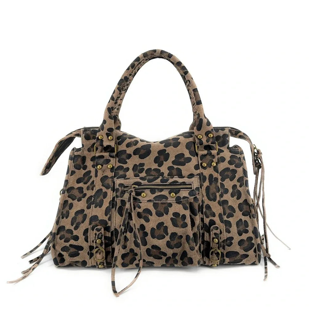 Sac à main en cuir à motif SANDSTORM LEO E.L. Léopard