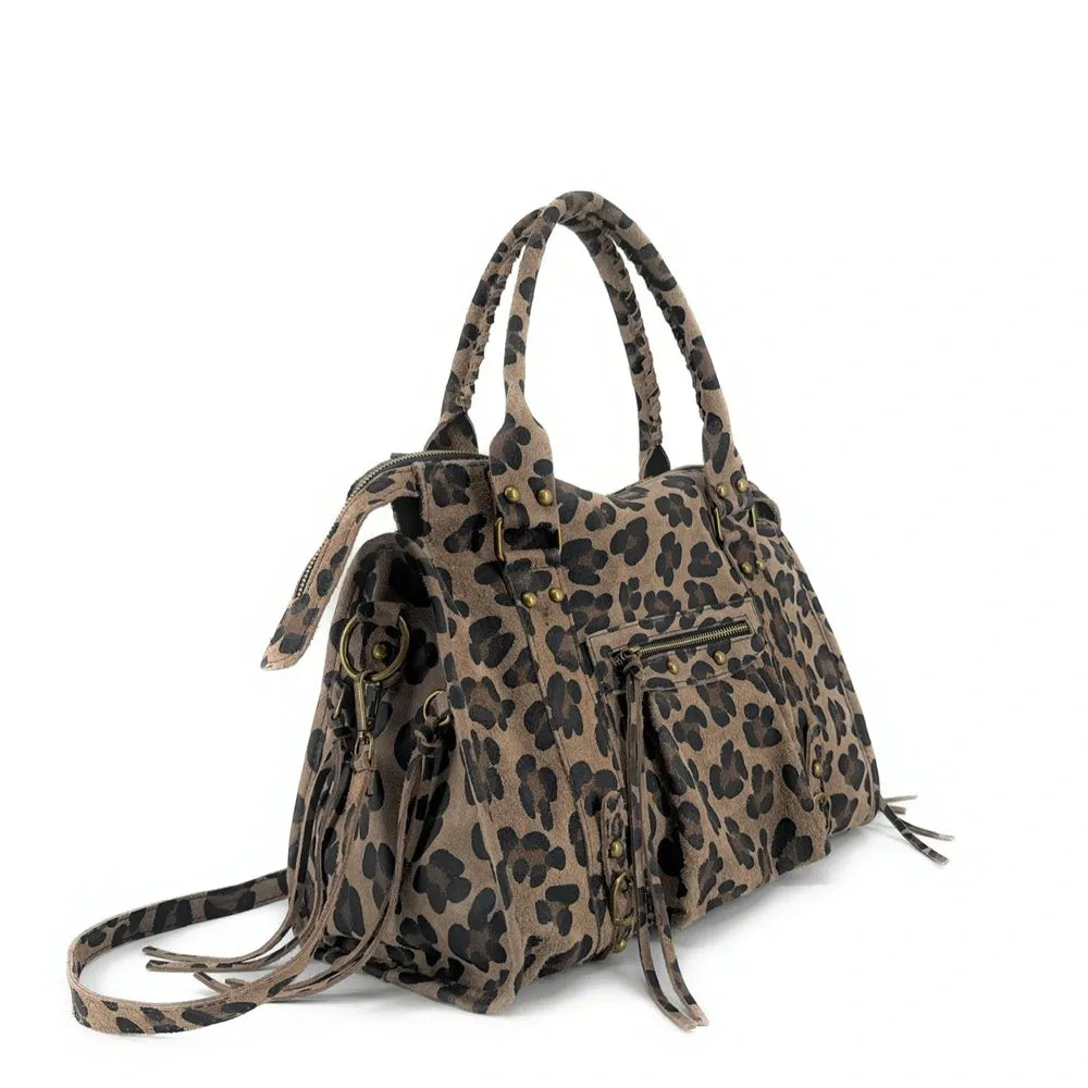 Sac à main en cuir à motif SANDSTORM LEO E.L. Léopard