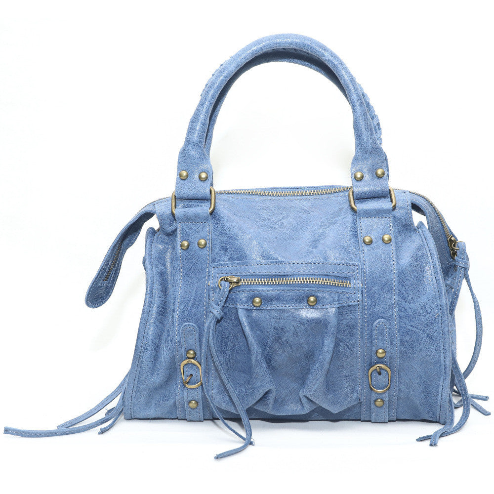 Sac à main en cuir brossé SANDSTORM (petit modèle) Bleu