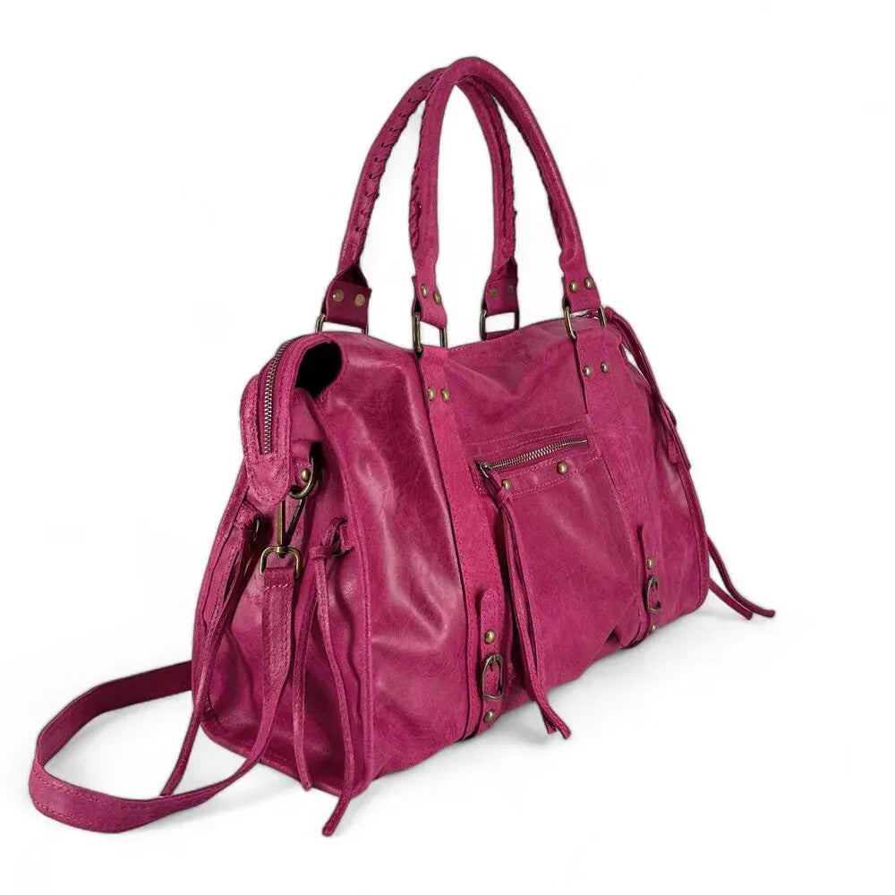 Sac à main en cuir brossé SANDSTORM Rose fuchsia